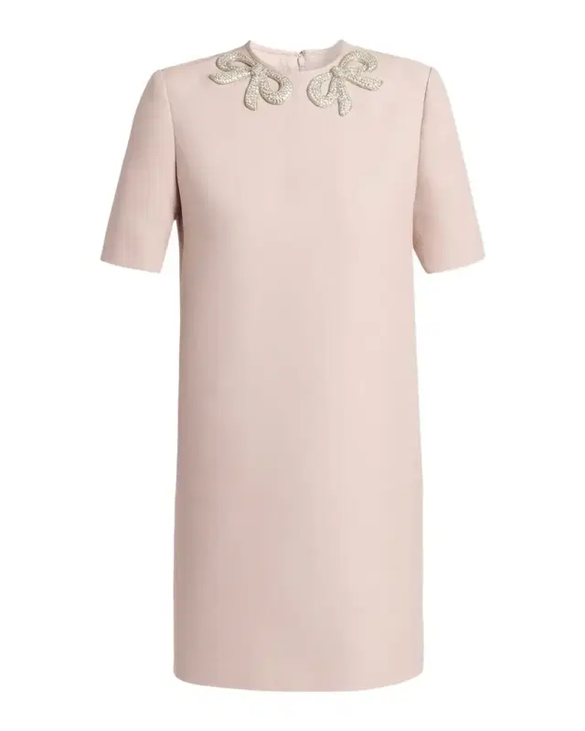 Valentino Garavani Embroidered Bow Short-Sleeve Mini Dress