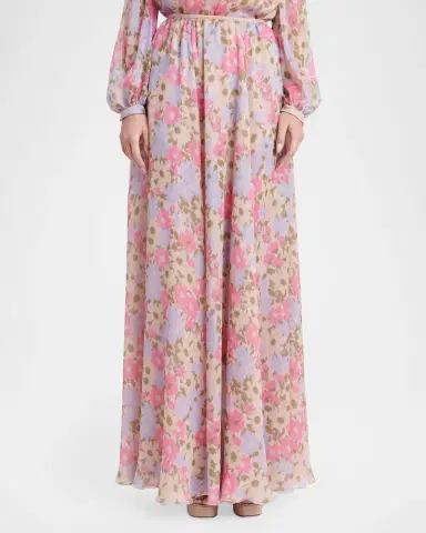 Valentino Garavani Floral Silk Georgette Maxi Skirt | Thumbnail 4 Valentino Garavani Floral Silk Georgette Maxi Skirt | Thumbnail 4