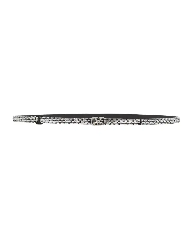 Valentino Garavani VLogo Signature Crystal-Embellished Leather Belt