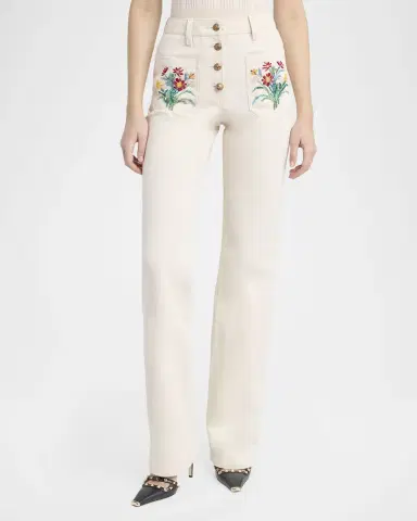 Valentino Garavani Beaded Front Pocket Straight-Leg Jeans | Thumbnail 4 Valentino Garavani Beaded Front Pocket Straight-Leg Jeans | Thumbnail 4