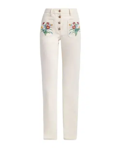 Valentino Garavani Beaded Front Pocket Straight-Leg Jeans | Thumbnail 1 Valentino Garavani Beaded Front Pocket Straight-Leg Jeans | Thumbnail 1