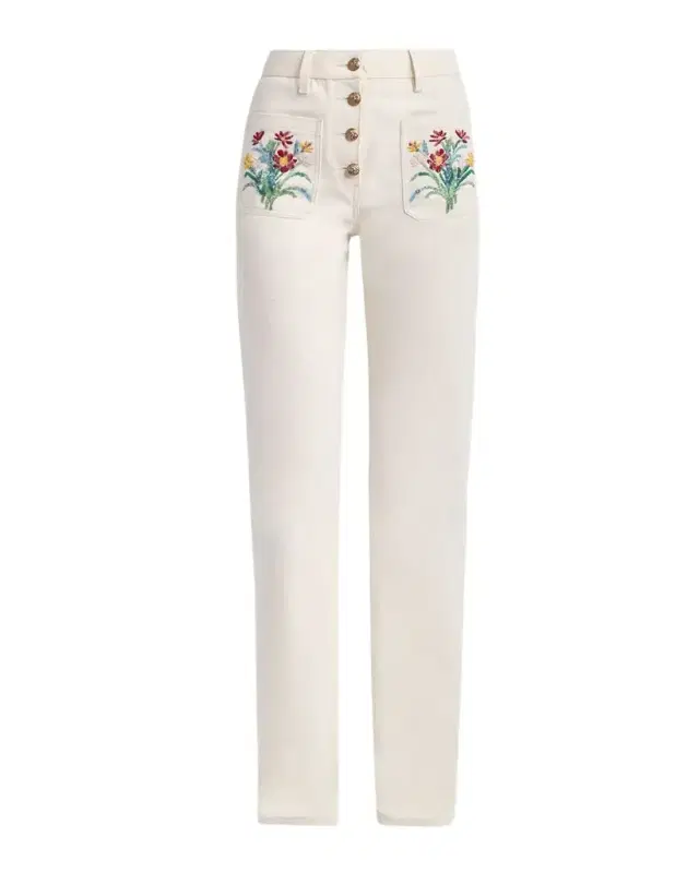 Valentino Garavani Beaded Front Pocket Straight-Leg Jeans
