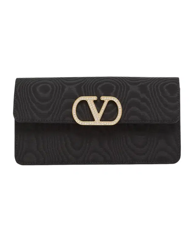 Valentino Garavani Crystal VLogo Moire Clutch Bag