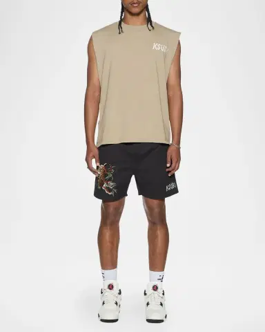 Ksubi Stay Up Embroidered Logo Cotton Fleece Shorts | Thumbnail 2 Ksubi Stay Up Embroidered Logo Cotton Fleece Shorts | Thumbnail 2