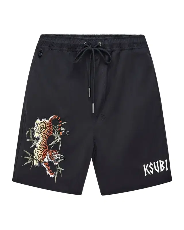 Ksubi Stay Up Embroidered Logo Cotton Fleece Shorts
