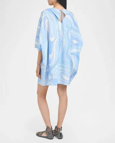 PUCCI Marmo-Print Cotton Poplin Mini Caftan Dress | Thumbnail 3