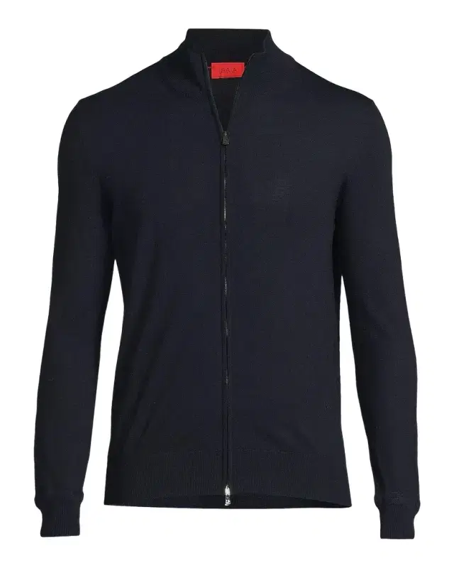 Isaia Men 's Wool Zip-Up Sweater