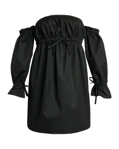 Saint Laurent Off-Shoulder Drawstring Cotton Poplin Mini Dress | Thumbnail 1 Saint Laurent Off-Shoulder Drawstring Cotton Poplin Mini Dress | Thumbnail 1