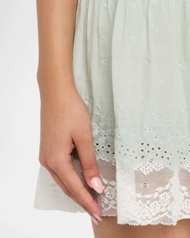 LoveShackFancy Hadlee Embroidered Lace-Trim Mini Dress | Thumbnail 5