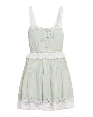 LoveShackFancy Hadlee Embroidered Lace-Trim Mini Dress | Thumbnail 1