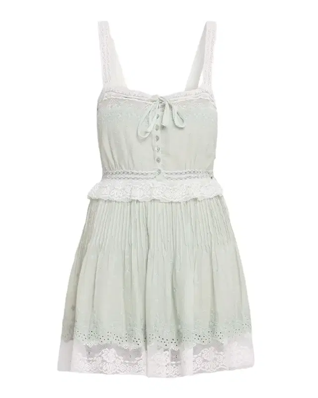 LoveShackFancy Hadlee Embroidered Lace-Trim Mini Dress