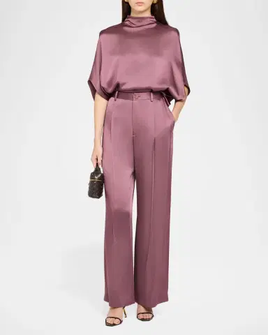 Lapointe Pleated Satin Wide-Leg Trousers | Thumbnail 2