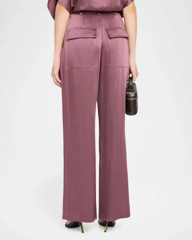 Lapointe Pleated Satin Wide-Leg Trousers | Thumbnail 3