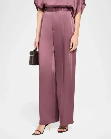Lapointe Pleated Satin Wide-Leg Trousers | Thumbnail 4