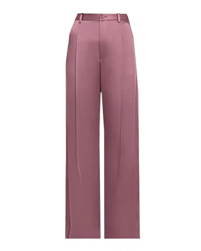 LAPOINTE Pleated Satin Wide-Leg Trousers