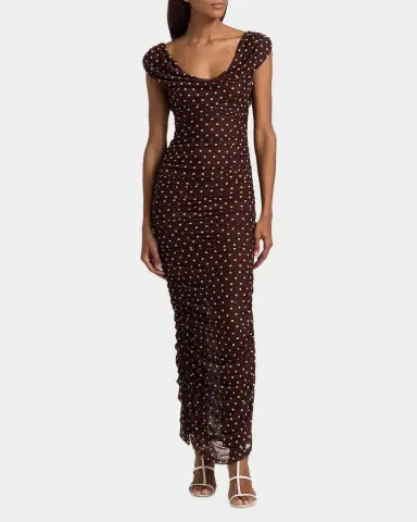 Black Halo Evangeline Polka Dot Maxi Dress | Thumbnail 4