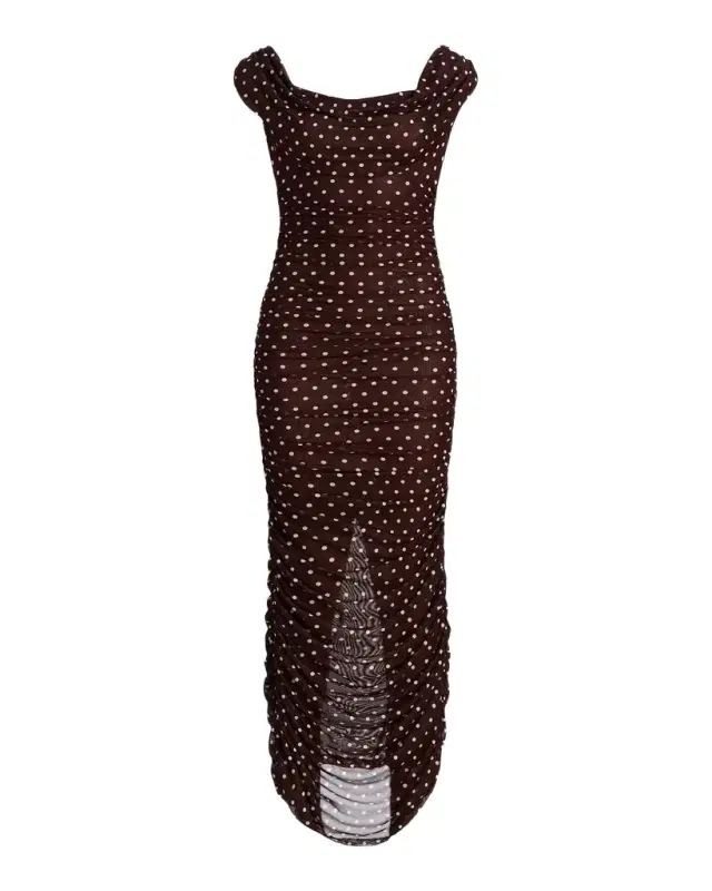 Black Halo Evangeline Polka Dot Maxi Dress