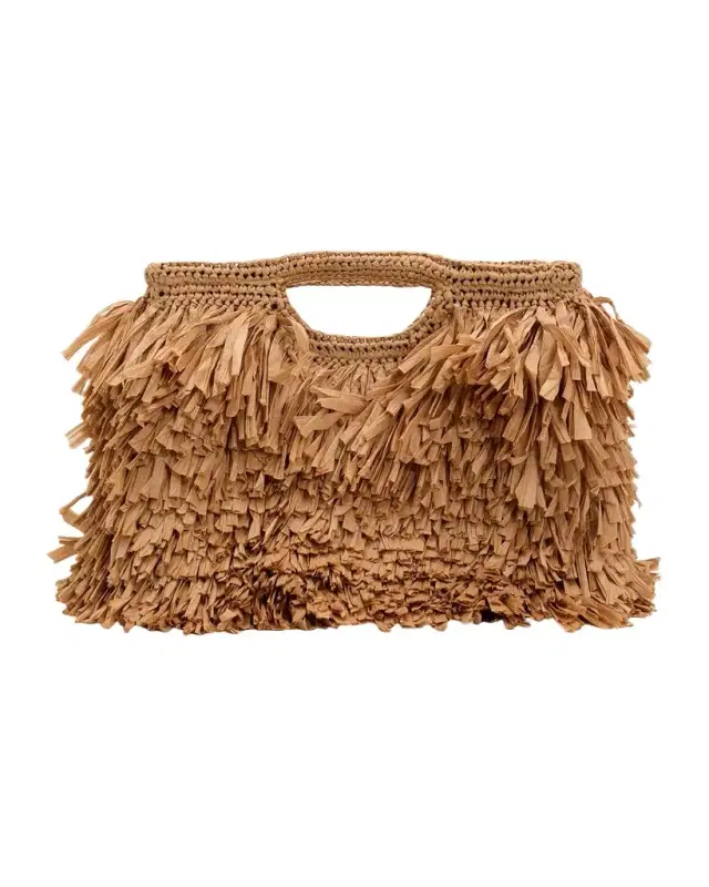 A.L.C. Charlie Fringe Raffia Top-Handle Bag