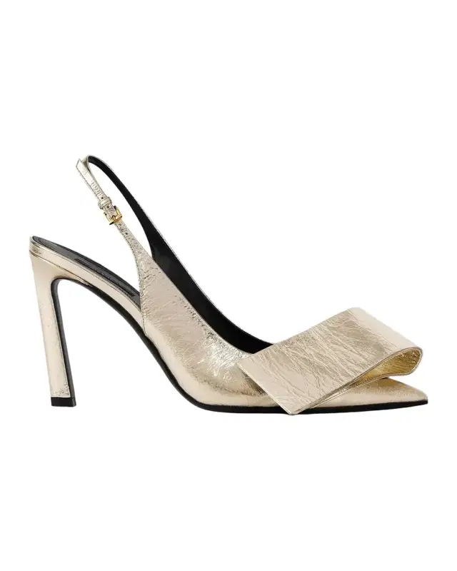 Givenchy Twisted Ribbon 95mm Metallic Leather Slingback Pumps