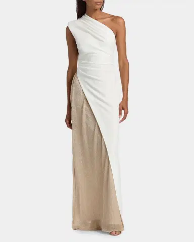 BLACK HALO Marigold Two-Tone One-Shoulder A-Line Gown | Thumbnail 4 BLACK HALO Marigold Two-Tone One-Shoulder A-Line Gown | Thumbnail 4