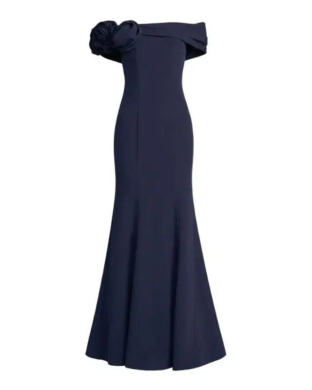 Mac Duggal Ieena One Satin Off-The-Shoulder Gown