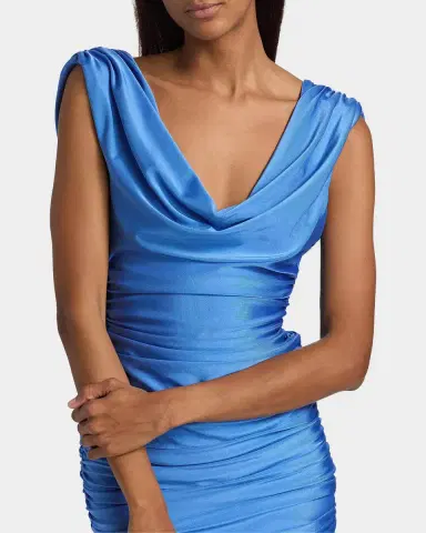 BLACK HALO Evangeline Stretch Satin Draped Mini Dress | Thumbnail 5 BLACK HALO Evangeline Stretch Satin Draped Mini Dress | Thumbnail 5