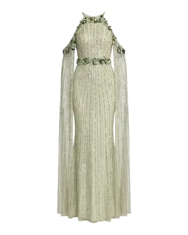 Mac Duggal 3D Floral Sequinned Trumpet Gown