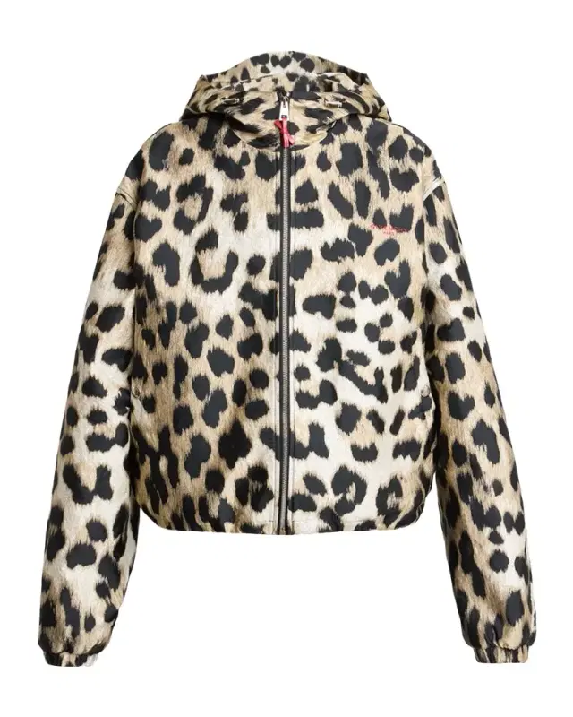 Givenchy Leopard-Print Crop Windbreaker Jacket