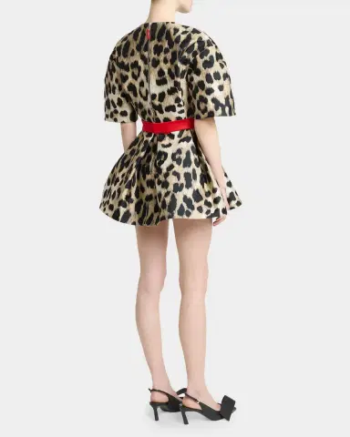 Givenchy Short-Sleeve Leopard-Jacquard Cocoon Mini Dress | Thumbnail 3 Givenchy Short-Sleeve Leopard-Jacquard Cocoon Mini Dress | Thumbnail 3