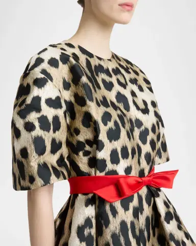 Givenchy Short-Sleeve Leopard-Jacquard Cocoon Mini Dress | Thumbnail 5 Givenchy Short-Sleeve Leopard-Jacquard Cocoon Mini Dress | Thumbnail 5
