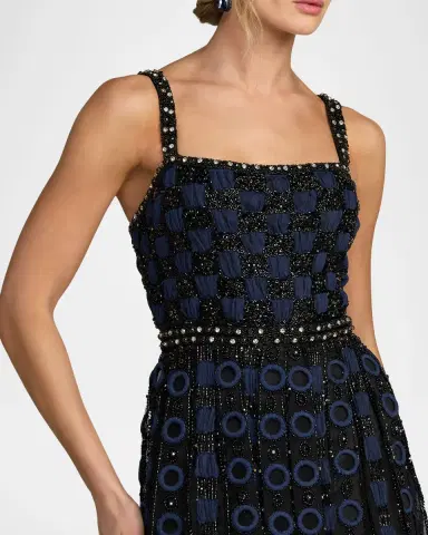 Mac Duggal Square-Neck Embroidered Mesh Gown | Thumbnail 4 Mac Duggal Square-Neck Embroidered Mesh Gown | Thumbnail 4