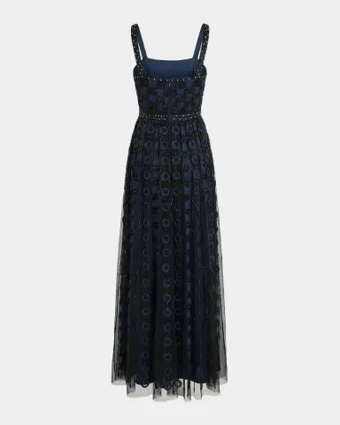 Mac Duggal Square-Neck Embroidered Mesh Gown | Thumbnail 5 Mac Duggal Square-Neck Embroidered Mesh Gown | Thumbnail 5