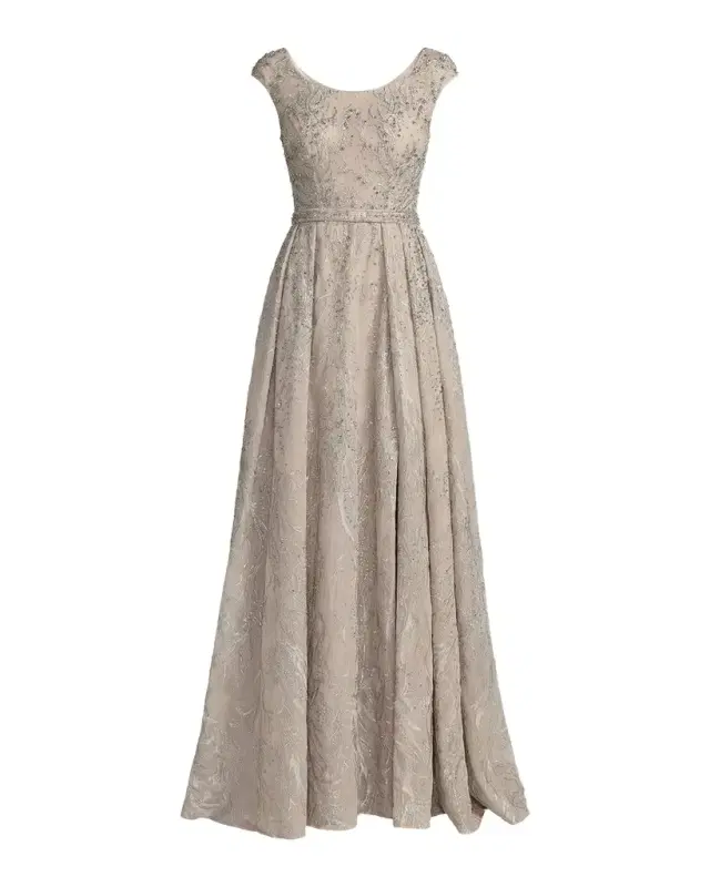 Mac Duggal Beaded Embellished Tulle A-Line Gown