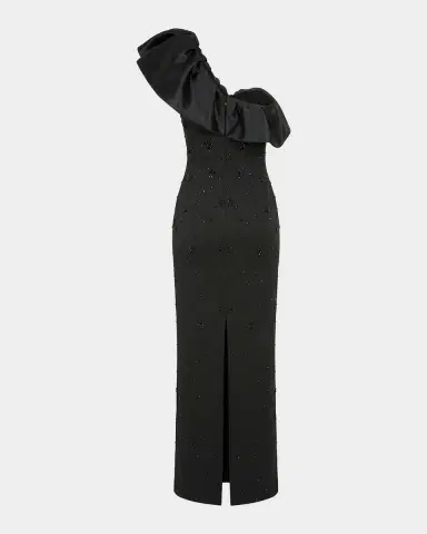 Mac Duggal Beaded Crepe One-Shoulder Column Gown | Thumbnail 5 Mac Duggal Beaded Crepe One-Shoulder Column Gown | Thumbnail 5