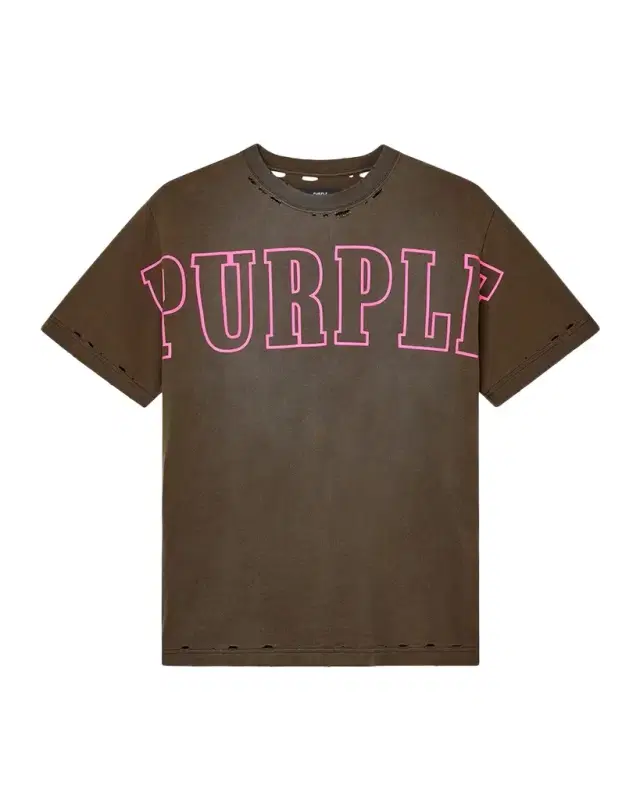 PURPLE Men 's Logo Outline Distressed Jersey T-Shirt