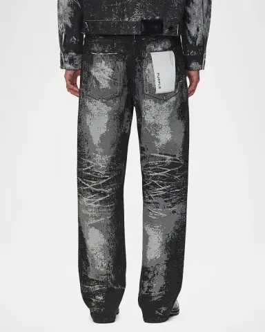 PURPLE Men's P018 Trompe L 'oeil Baggy Fit Crystal-Embellished Pants | Thumbnail 2