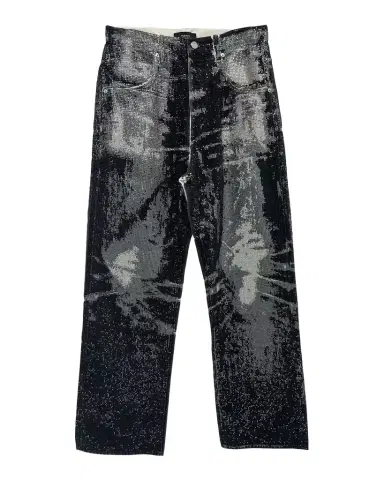 PURPLE Men's P018 Trompe L 'oeil Baggy Fit Crystal-Embellished Pants | Thumbnail 1