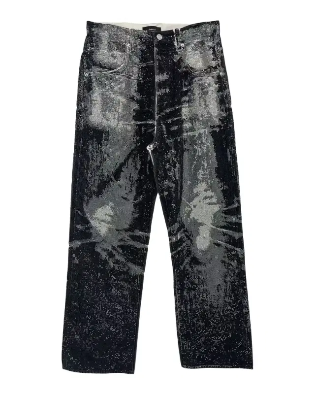 PURPLE Men 's P018 Trompe L 'oeil Baggy Fit Crystal-Embellished Pants