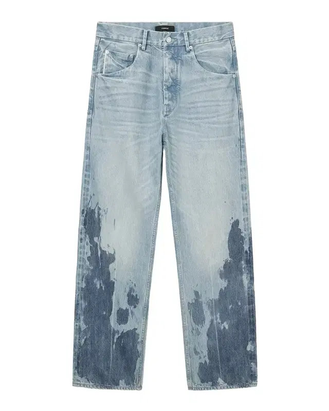 PURPLE Men 's Blowout Bleached Wide-Leg Jeans