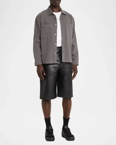 PURPLE Men's Leather Five-Pocket Shorts | Thumbnail 2