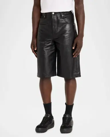 PURPLE Men's Leather Five-Pocket Shorts | Thumbnail 4