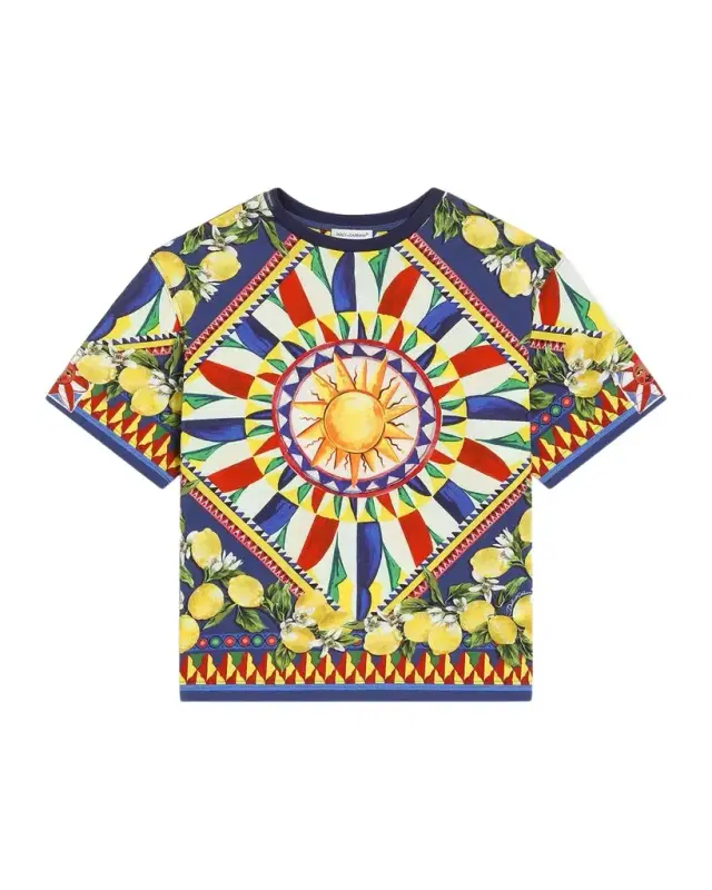 Dolce & Gabbana Boy 's Carretto-Print Short-Sleeve T-Shirt, Size 4-6