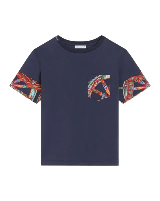 Dolce & Gabbana Boy 's Carretto-Print Pocketed T-Shirt, Size -14