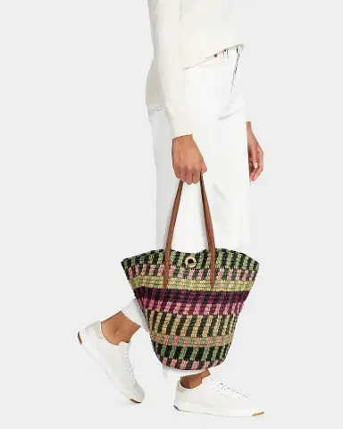 Veronica Beard Striped Raffia Tote Bag | Thumbnail 2 Veronica Beard Striped Raffia Tote Bag | Thumbnail 2