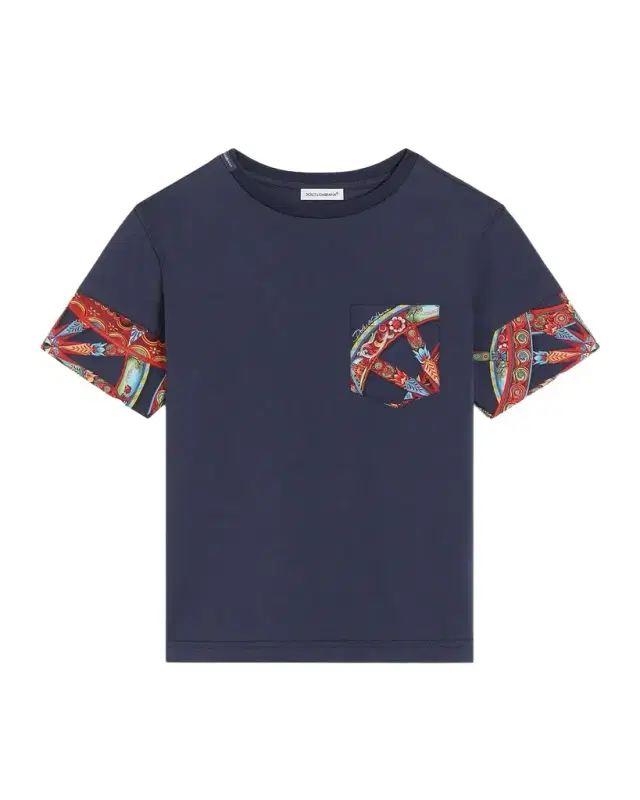 Dolce & Gabbana Boy 's Carretto-Print Pocketed T-Shirt, Size 4-6