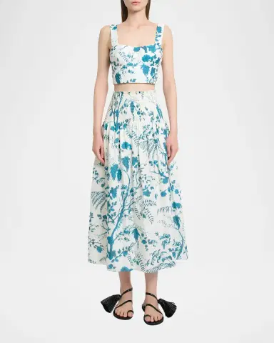 Erdem Floral-Print Cotton-Linen Bra Top | Thumbnail 2 Erdem Floral-Print Cotton-Linen Bra Top | Thumbnail 2