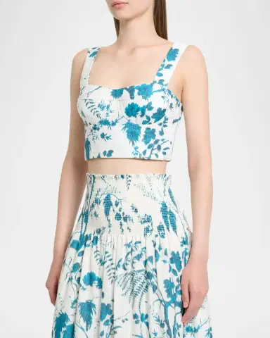 Erdem Floral-Print Cotton-Linen Bra Top | Thumbnail 4 Erdem Floral-Print Cotton-Linen Bra Top | Thumbnail 4