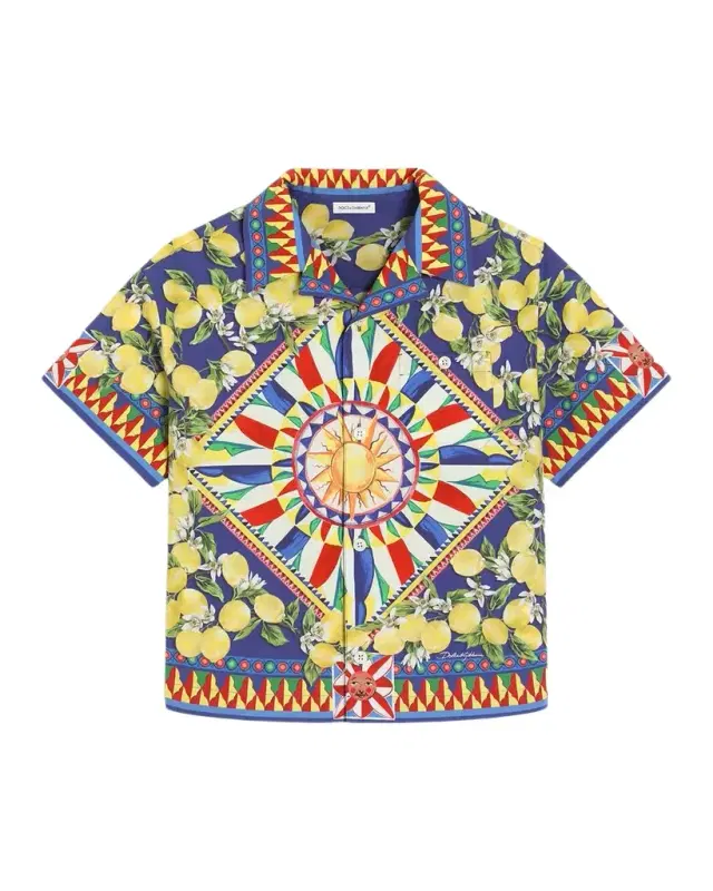 Dolce & Gabbana Boy 's Carretto-Print Camp Shirt, Size -14