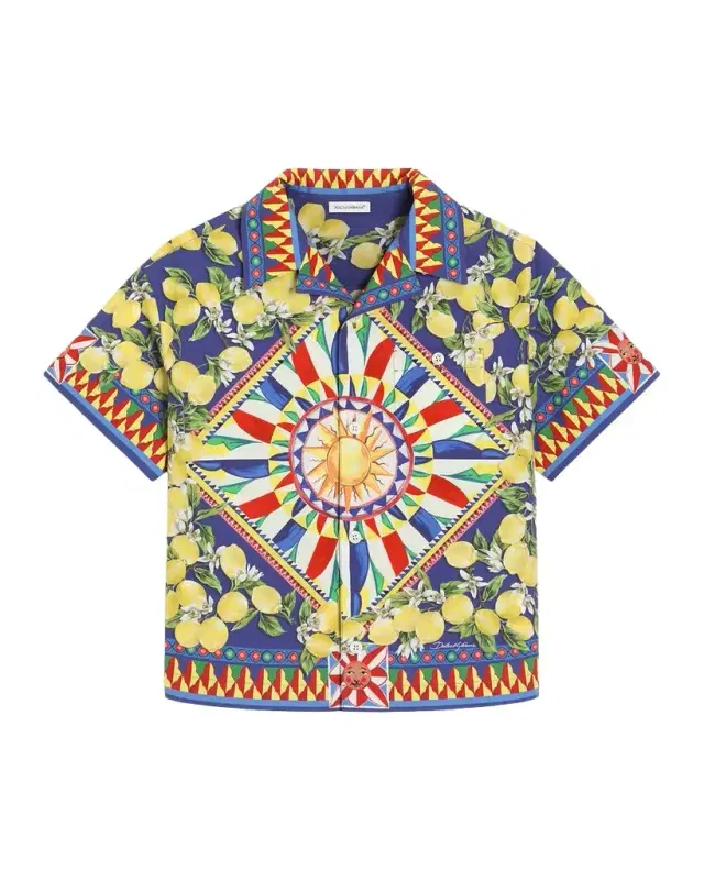 Dolce & Gabbana Boy 's Carretto-Print Camp Shirt, Size 4-6