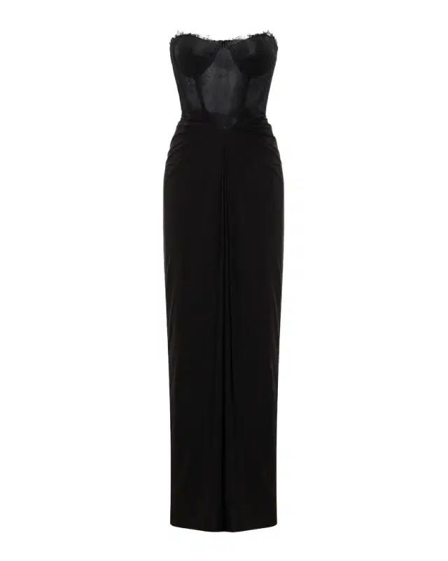 BCBGMAXAZRIA Strapless Lace & Jersey Gown